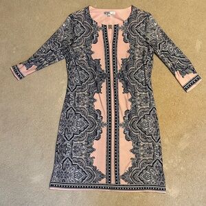 Sandra Darren Pink and Black Long Sleeve Dress